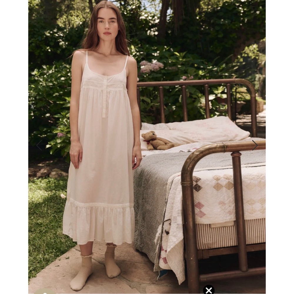 The Great THE EYELET RUFFLE TANK NIGHT DRESS